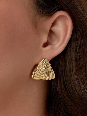 PAVOI 14K Gold Plated Chunky Vintage Stud Earrings